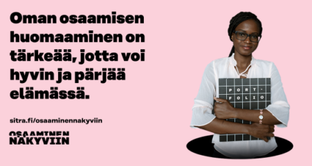 Osaaminen näkyviin -hankkeen kampanjaslogan visualisoituna.